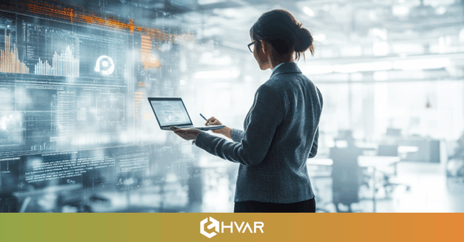 Ilustração conceitual de agentes de IA corporativa conectando sistemas empresariais com automação inteligente.